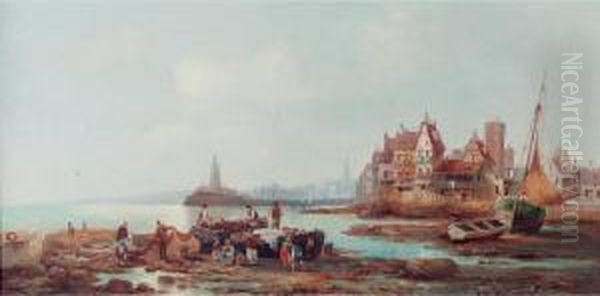 Study Of A Continental Coastal Town At Low Tide - view 1