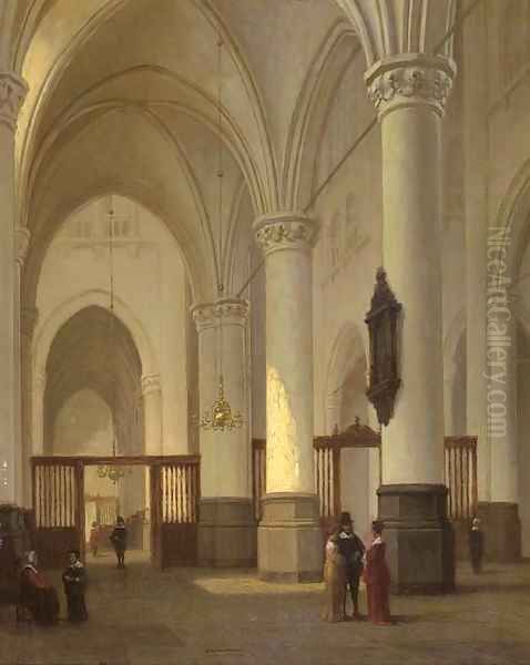 A church interior with figures conversing - view 1