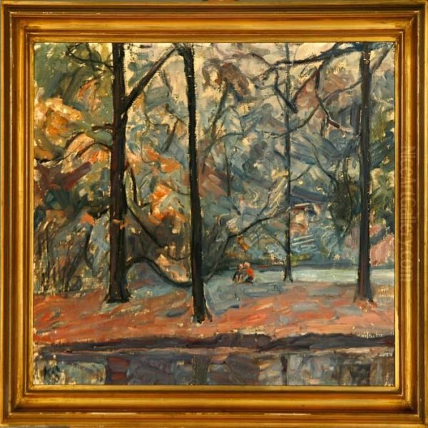 A Autumn Forest Scene With Playing Children - view 1