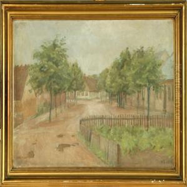 Karl Schou: Spring Street Scenery From A Danish Village. Signed And Dated K. S. 06 - view 1
