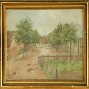 Karl Schou: Spring Street Scenery From A Danish Village. Signed And Dated K. S. 06 by Carl Schou