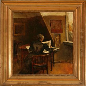 Dame, Der Ser Paa Kobberstik by Peter Alfred Schou