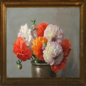 Still Life With Dahlia In A Pot by Peter Johan Schou