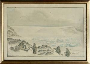 Two Greenlandic Sceneries And An Inuit Portrait by Sigurd Solver Schou