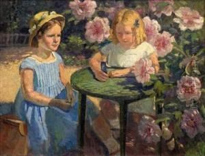 Playing Girl In The Garden by Henrik Schouboe