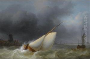 Sailing In Choppy Waters by Martinus Schouman