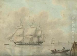 Three-master On A Calm; And Three-masters On A Choppy Sea by Martinus Schouman