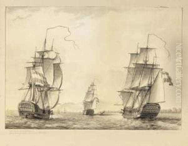 De Reede Van Batavia: Three-masters Off The Coast Of Batavia - view 1