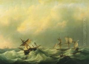 A Dutch Brig Comming To The Aid Of A Frigat In Distress