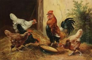 Haan En Kippen Op Het Erf by Paul Schouten