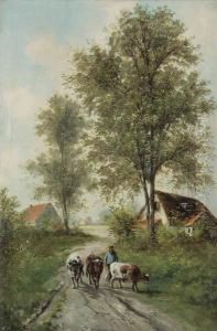 Koeienhouder Bij Dorp by Paul Schouten