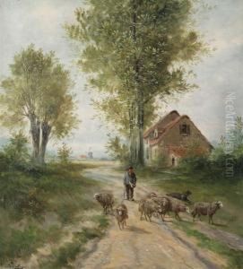 Schapenherder Op Landweg Bijhoeve by Paul Schouten