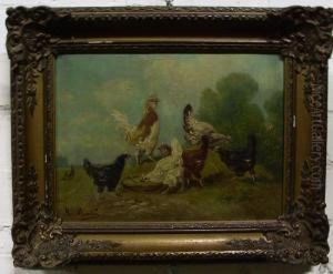 Description:kippen Op Het Erf by Paul Henry Schouten