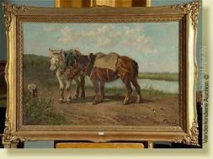 Deux Chevaux Au Bord De L'etang Deux Chevaux Au Bord De L'etang