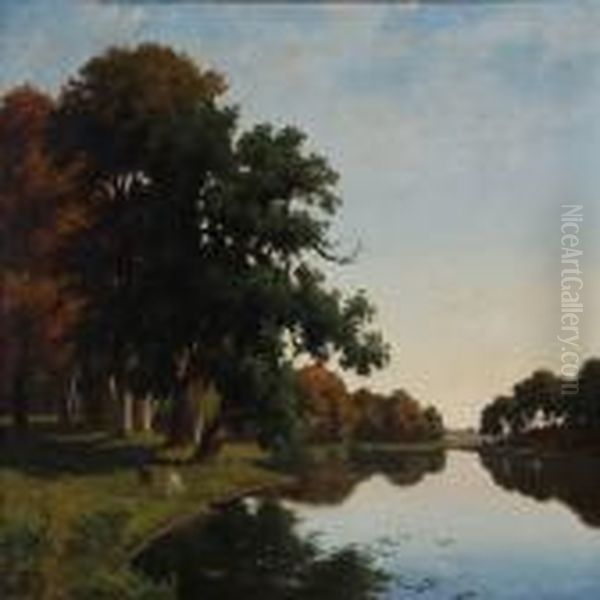 Summer Idyll With Deer At A Forest Lake - view 1