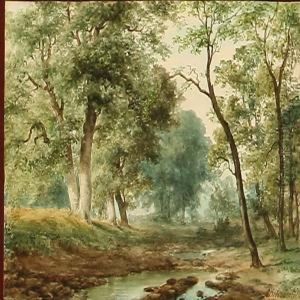 Forest Scene With A Stream by Axel Thorsen Schovelin
