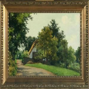 Summerlandscape By A Forrest With A House by Axel Thorsen Schovelin