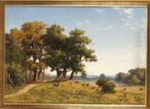 Kustlandskap Med Hjortar by Axel Thorsen Schovelin