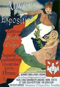 Reproduction of a poster advertising the illustrated publication from the Antwerp Exposition by Henri-Jacques Evenepoel