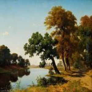 Summer Landscape With Figures Strolling On A Path Along A River Summer Landscape With Figures Strolling On A Path Along A River