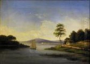 Boats On A Lake, With Figures By A Cottage Boats On A Lake, With Figures By A Cottage