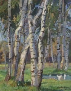 Birkenwald. by Carl Hans Schrader-Velgen