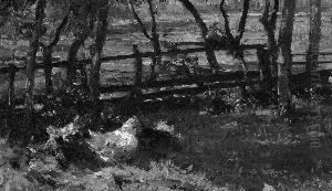 "huhner Im Garten". Sign.
Ol Auf Lwd. 35 X 60 Cm. Rahmen by Rudolf Schramm-Zittau