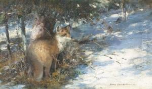 Fuchs Im Winter. by Rudolf Schramm-Zittau