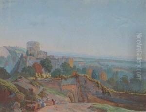 Campagnalandschaft Mit Burgruine Und Figurenstaffage by Peter Conrad Schreiber