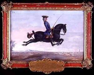 No 50 A jet black horse called Curioso performing a dressage movement called a Capriole by Baron Reis d' Eisenberg