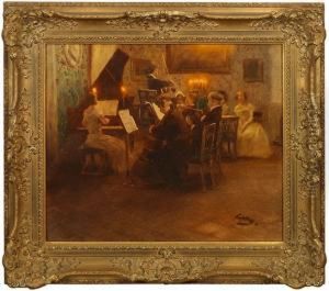 Abendliches Hauskonzert Im Salon by Wilhelm Schreuer