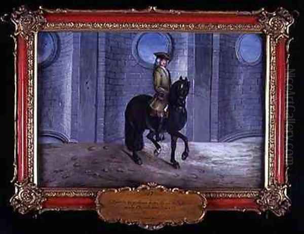 No 17 A dark bay horse of the Spanish Riding School performing a shoulder in dressage step - view 1