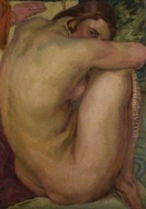 Ruckenakt Einer Sitzenden Frau by Georg Schrimpf