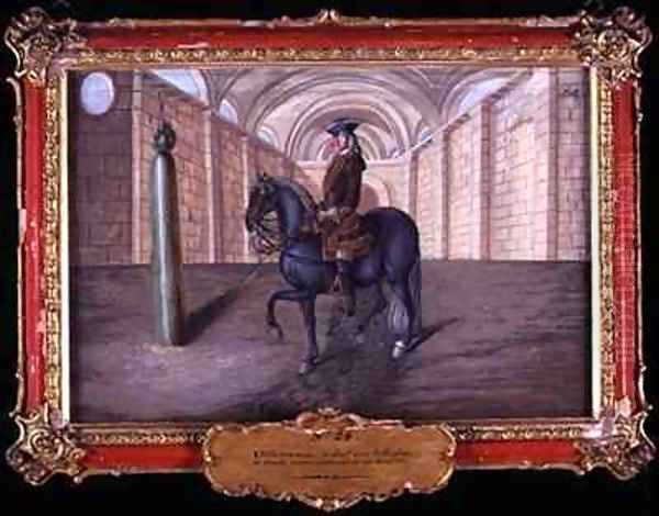 No 24 A dark grey horse of the Spanish Riding School performing dressage steps in an indoor arena - view 1