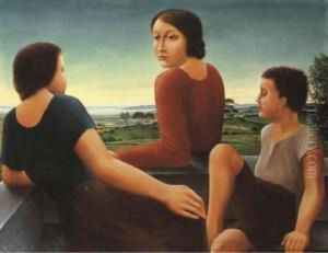 Figuren Vor Landschaft by Georg Schrimpf