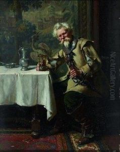 Interieur Mit Zechendem Musketier by Albert Friedrich Schroder