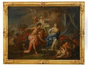 Mytologisk Scen Med Dionysos Som Finner Ariadne Pa Naxos by Georg Engelhard Schroder