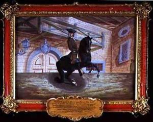 No 36 A brown bay horse of the Spanish Riding School performing a pirouette near the ground by Baron Reis d' Eisenberg