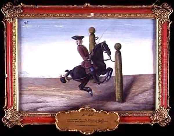 No 46 A bay horse of the Spanish Riding School performing a dressage movement called the Croupade - view 1