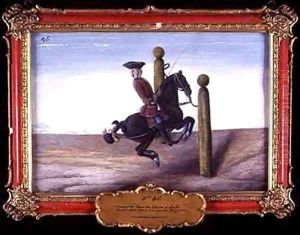 No 46 A bay horse of the Spanish Riding School performing a dressage movement called the Croupade