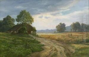 Sommerlandschaft Mit
 Bauernkate. by Max Schroder-Greifswald