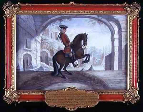 No 43 A golden bay horse of the Spanish Riding School performing a dressage movement called a curvet - view 1