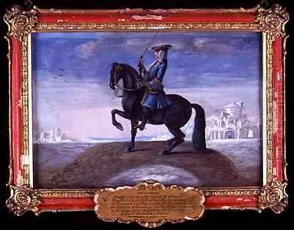 No 38 A Neapolitan Calabrian horse of the Spanish Riding School performing a dressage movement called the Piaffe - view 1