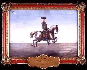 No 48 A skewbald horse of the Spanish Riding School performing a dressage movement called the Ballotade