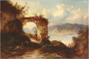 Romantic Ruins, Signed And 
Indistinctly Dated, Oil On Canvas, 36 X 52.5 Cm.; 14 1/4 X 20 3/4 In