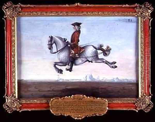 No 51 A dappled grey horse of the Spanish Riding School performing a dressage movement called a Capriole - view 1