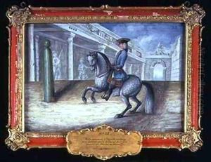 No 32 A dapple grey horse of the Spanish Riding School performing a left turn at the canter No 32 A dapple grey horse of the Spanish Riding School performing a left turn at the canter