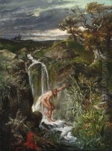 Am Wasserfall. by Karl Heinrich Schultze