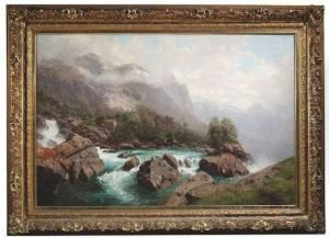 Schultze, Robert. Landscape At The Rauma Falls In Norway by Robert Schultze