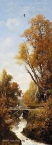 Pecheur Sur Un Pont Dansle Foret De Fontainebleu